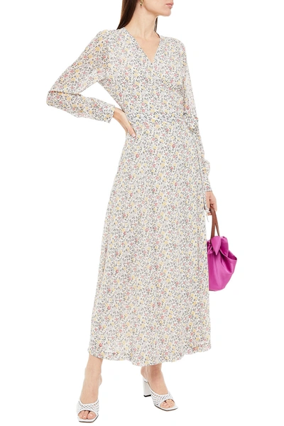 knee length dresses for ladies GANNI dreamy maxi long pleated Georgette dress in pastel floral print –  BOREAL REBORN main image 0