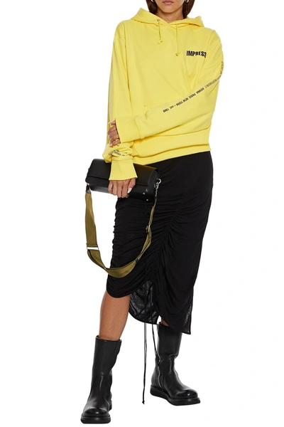 Helmut Lang Printed French Cotton-terry Hoodie In Yellow