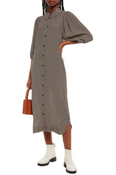 knee length dresses for ladies Seersucker Check Gathered U-Neck Midi Dress in Lagoon