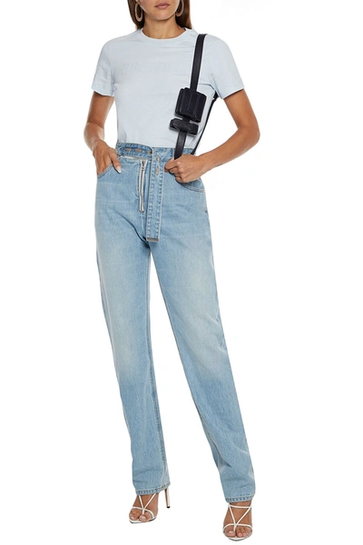 Helmut Lang Embroidered Cotton-jersey T-shirt In Sky Blue
