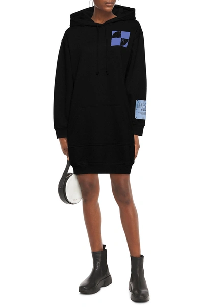 Mcq By Alexander Mcqueen Appliquéd Printed French Cotton-terry Hooded Mini Dress In Black