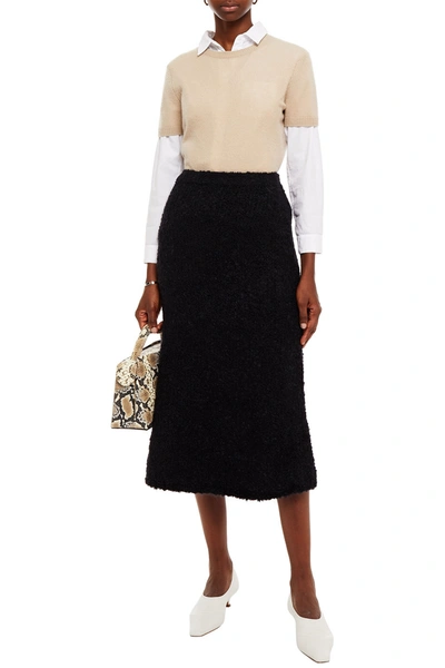 Totême Nevis Bouclé-knit Midi Skirt In Black