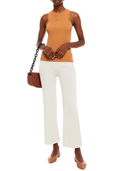 Totême Ribbed-knit Wide-leg Trousers In White