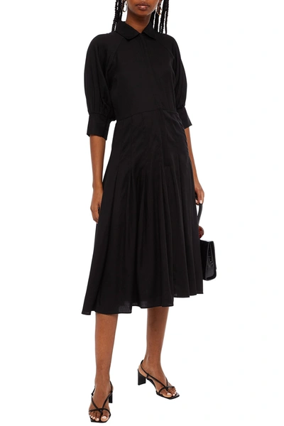 Bytimo Pleated Twill Midi Dress In Black