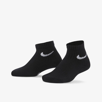 Nike Dri-fit Performance Basics Little Kids' Quarter Socks (6 Pairs) In Black
