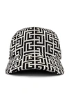 Balmain Monogram-print Baseball Cap In Black