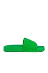 Bottega Veneta The Slider Intrecciato-debossed Rubber Slides In Grass