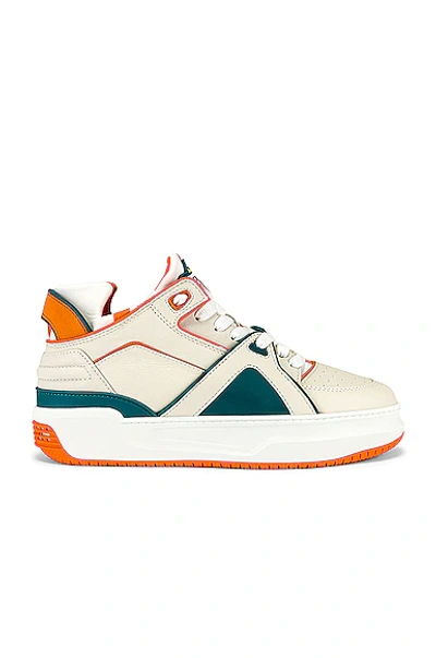 Just Don Tennis Courtside Mid Leather Sneakers In White Orange