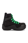 Bottega Veneta Puddle Bomber Lace-up Boots In Black & Grass