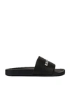 Balenciaga Logo-embroidered Pool Sliders In Black White