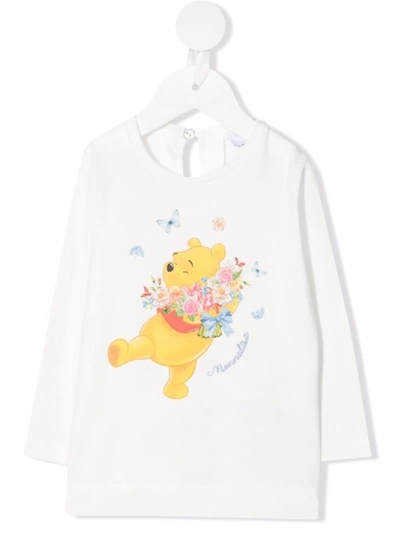 Monnalisa Babies' Winnie-the-pooh Long-sleeve T-shirt In 白色