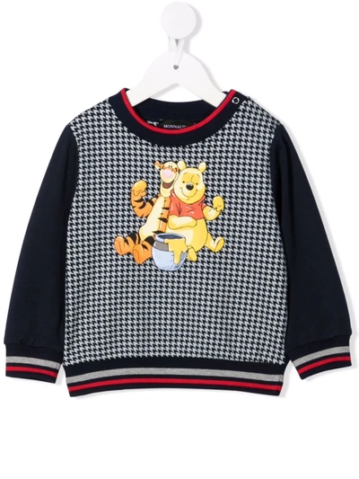 Monnalisa Babies' Winnie The Pooh Print Sweatshirt In Dark Blue