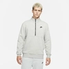 Nike Sportswear Club Men's Brushed-back 1/2-zip Pullover In Dark Grey Heather/black/black