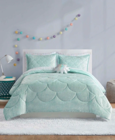 Urban Dreams Roxi Mermaid Crushed Velvet 8-pc. Full Comforter Set Bedding In Blue