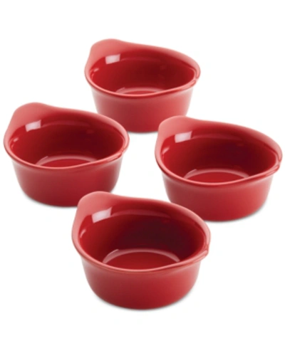 Rachael Ray Ceramics Round Ramekin Dipper Cups, Set Of 4 In Red