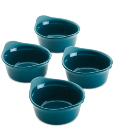Rachael Ray Ceramics Round Ramekin Dipper Cups, Set Of 4 In Teal