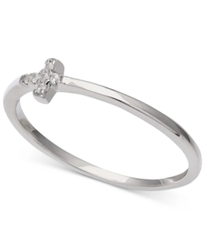 Giani Bernini Cubic Zirconia Cross Ring, Created For Macy's In Silver