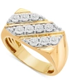 MACY'S MEN'S DIAMOND DIAGONAL CLUSTER RING (1/4 CT. T.W.) IN 14K GOLD-PLATED STERLING SILVER