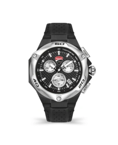 Ducati Corse Men's Motore Chronograph Black Genuine Leather Strap Watch 45mm