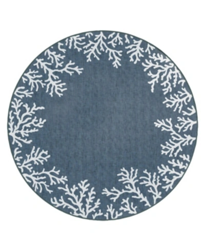 Liora Manne Carmel Coral Border 7'10" X 7'10" Round Rug In Blue