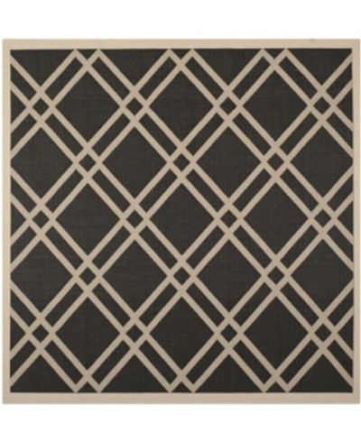Safavieh Courtyard Cy6923 Black And Beige 7'10" X 7'10" Sisal Weave Square Outdoor Area Rug