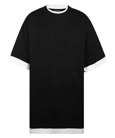 Balenciaga Oversize Two-toned Cotton T-shirt In Black