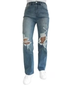 ALMOST FAMOUS JUNIORS' SUPER HIGH RISE DISTRESSED 90S WIDE LEG JEANS