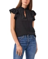 1.state Flutter Sleeve V-neck Tie Front Top In Rich Black