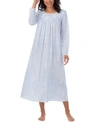 Eileen West Floral Cotton Jersey Long-sleeve Nightgown In Blue Print
