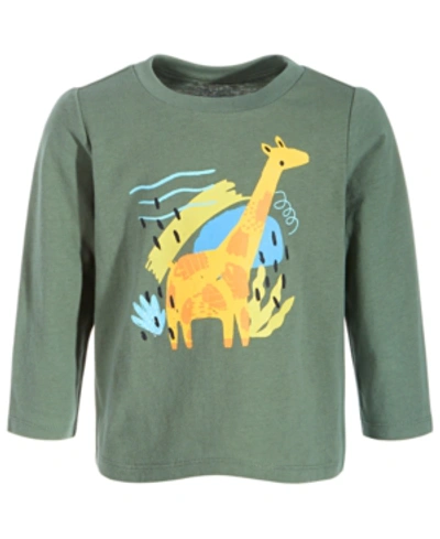 First Impressions Kids' Baby Boys Long-sleeve Cotton Giraffe T-shirt, Created For Macy's In Agave Green