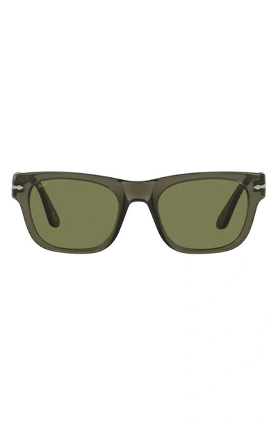 Persol 52mm Rectangle Sunglasses In Gray/green Solid