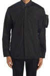 Ambush Logo Zip Pocket Long Sleeve Button-up Shirt In Black