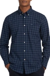 Barbour Lomond Cotton Blend Micro Tartan Tailored Fit Button Down Shirt In Midnight Tartan