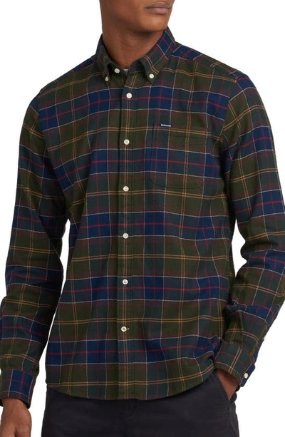 BARBOUR BARBOUR KYELOCH HERRINGBONE PLAID BUTTON-DOWN FLANNEL SHIRT,MSH5014TN11