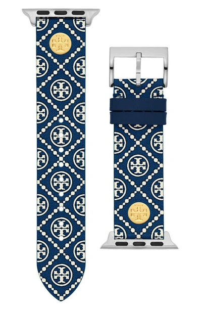 Tory Burch The Monogram Print Leather Band For Apple Watch