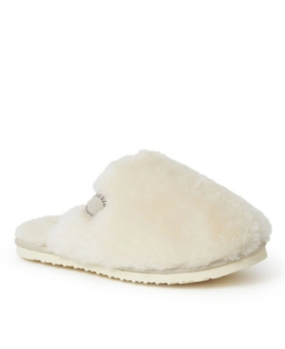 Dearfoams Fireside Genuine Shearling Mule Slipper In White