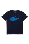 Lacoste Boys' Crocodile Logo Graphic Tee - Little Kid, Big Kid In Navy Blue/ Ultramarine