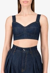 DOLCE & GABBANA CROPPED DENIM CORSET TOP,F7Y28D G899T B3681