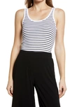 Nordstrom Everyday Rib Tank In White- Black Carlotta Stripe