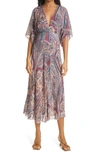 BA&SH BEE FLORAL CHIFFON MIDI DRESS,1E21BEE