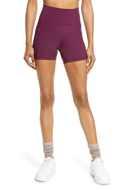 Girlfriend Collective High Waist Running Shorts In Plum