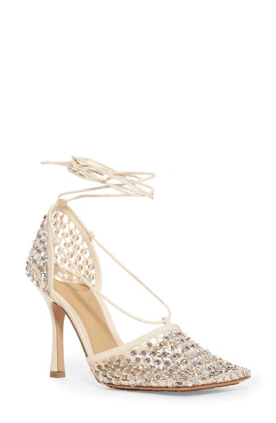 Bottega Veneta Sparkle Stretch Embellished Sandals In White