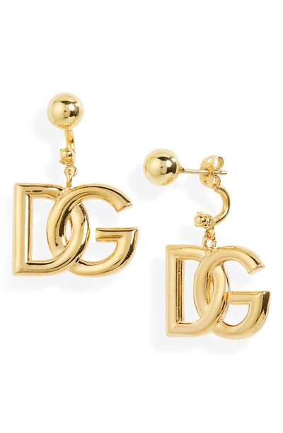 Dolce & Gabbana Dolce&gabbana Logo Drop Back Earrings In Oro