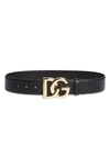 Dolce & Gabbana Dg Logo Buckle Leather Belt In Nero