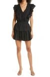 Loveshackfancy Gwen Ruffle Cotton Eyelet Minidress In Black