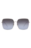 Diff Clara 59mm Gradient Square Sunglasses In Silver/ Blue