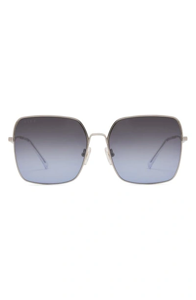 Diff Clara 59mm Gradient Square Sunglasses In Silver/ Blue