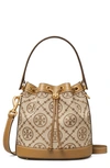 Tory Burch T Monogram Jacquard Bucket Bag In Hazelnut