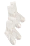 Stems Silky Rib-knit Crew Socks 2-pack In Ivory