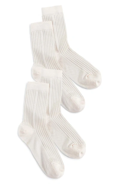 Stems Silky Rib-knit Crew Socks 2-pack In Ivory